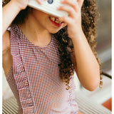 girls cocoa gingham ruffle one piece