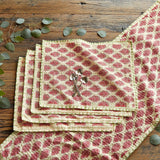 Artisan Hand Loomed Cotton Table Runner - Red Green Stitching - 18"x96" Arcadia Home