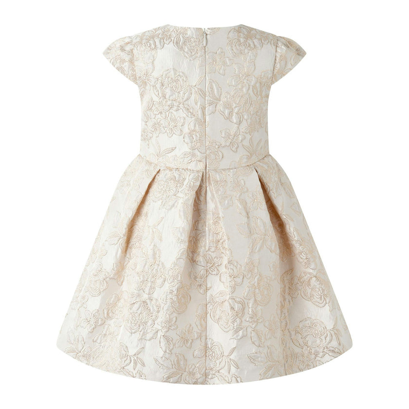 Gold Pleated Damask Party Dress