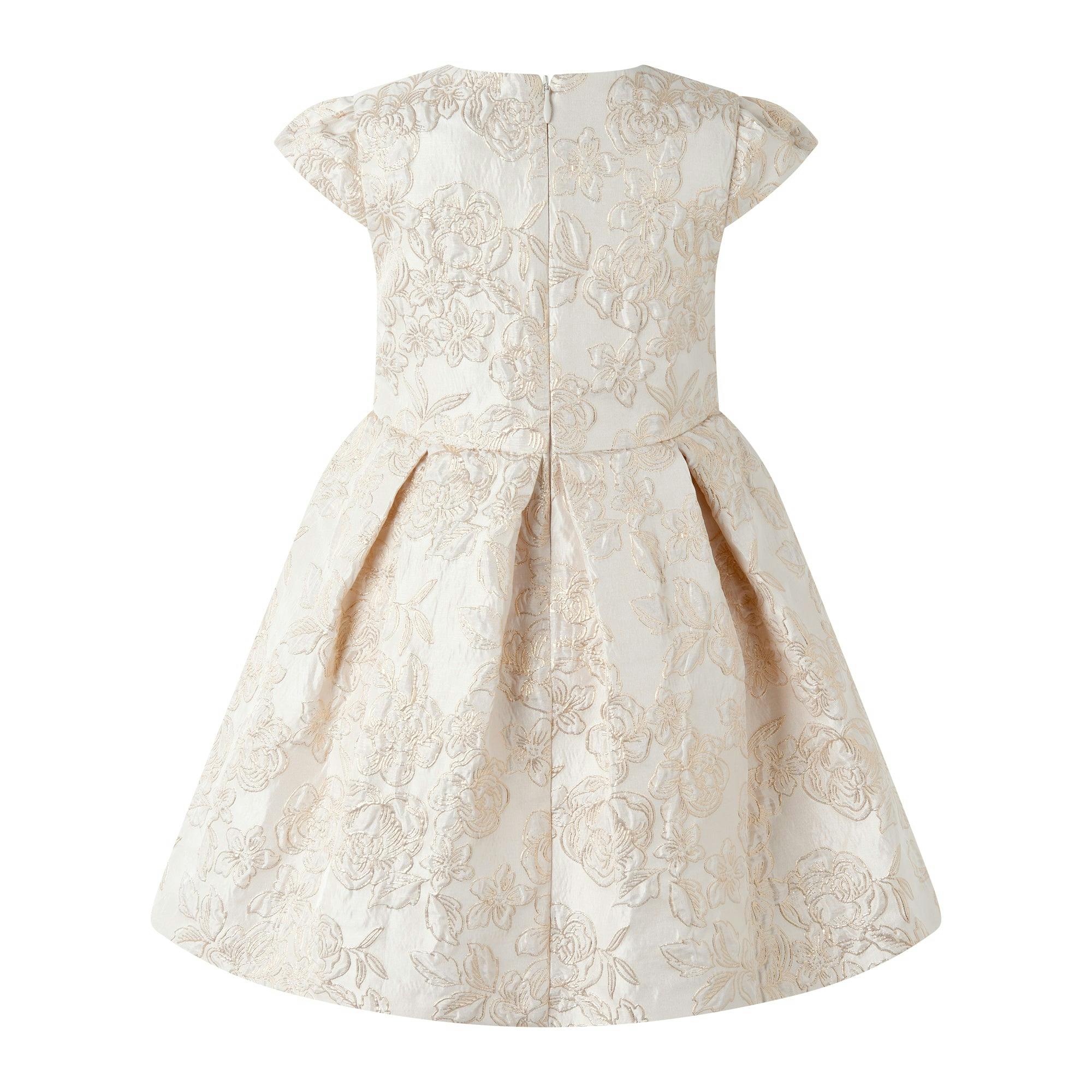 Gold Pleated Damask Party Dress