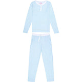 Women's Sky Blue Jersey Long PJ Set - Organic Stretch Cotton