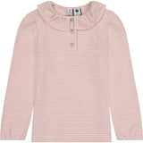 Eliza Ruffle Knit Long Sleeve Polo, Stripes