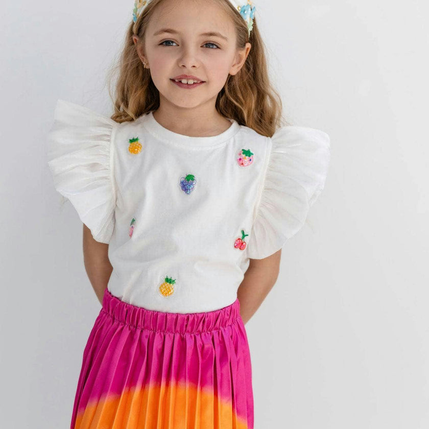 Rainbow Pleated Midi Skirt