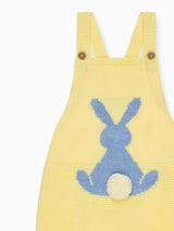 Lemon Crispa Cotton Bunny Baby Knitted Dungarees