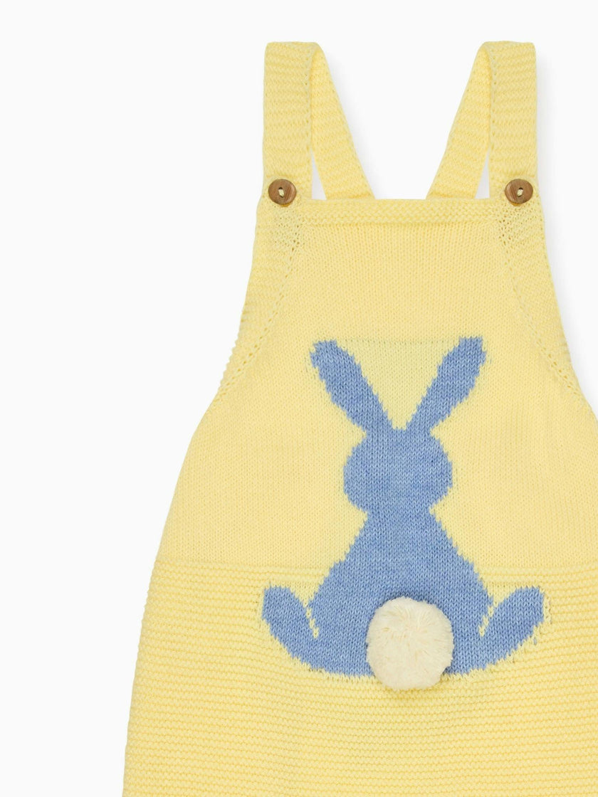 Lemon Crispa Cotton Bunny Baby Knitted Dungarees