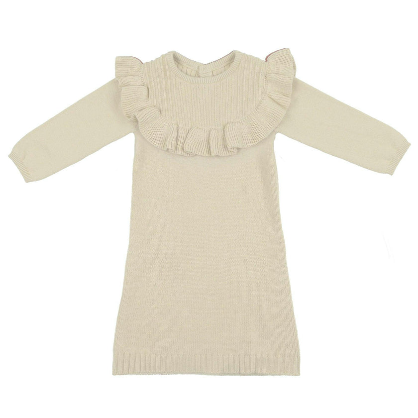 Yoke Collar Ruffle Knit Dress