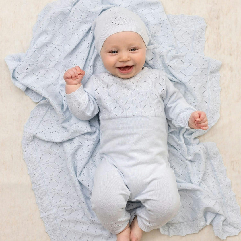 Lux Pointelle Knit Romper w/Hat