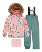 Two Piece Play Snowsuit Pink Vintage Floral Print
