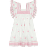 Serena Girl's Tassel Dress White Pink Frangipani, Pink