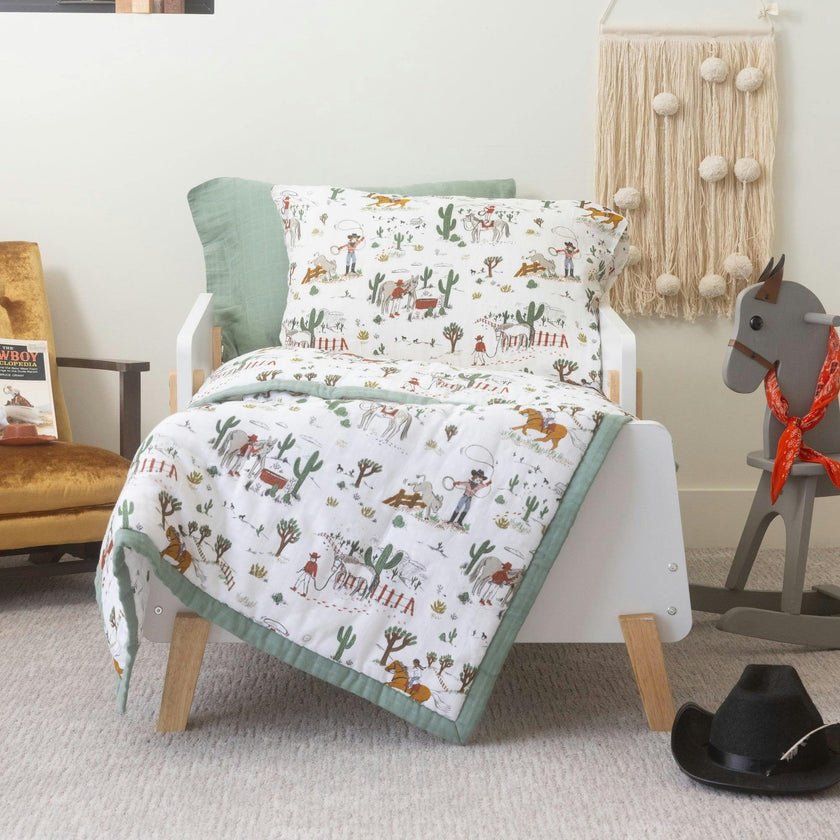 Cotton Muslin Pillowcase 2 Pack - Cowpoke