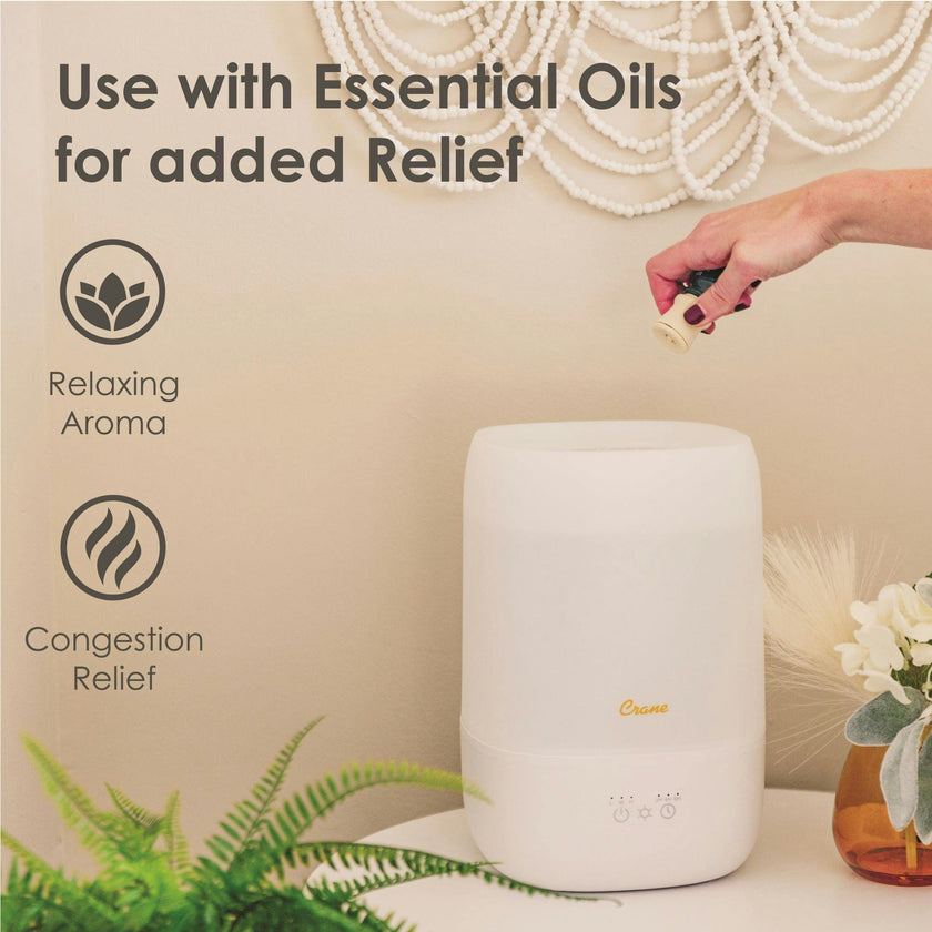 Top Fill Cool Mist Humidifier, 1 Gallon with Sleep Support Light & Essential Oil Tray