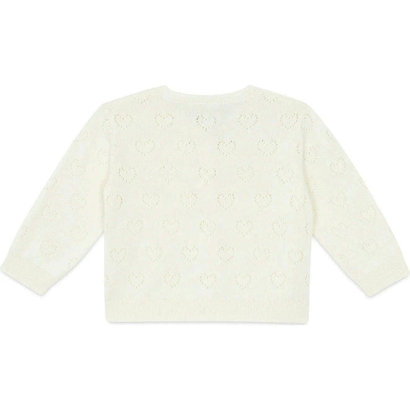 BONTON Openwork Hearts Lilet Baby Cardigan - Ecru