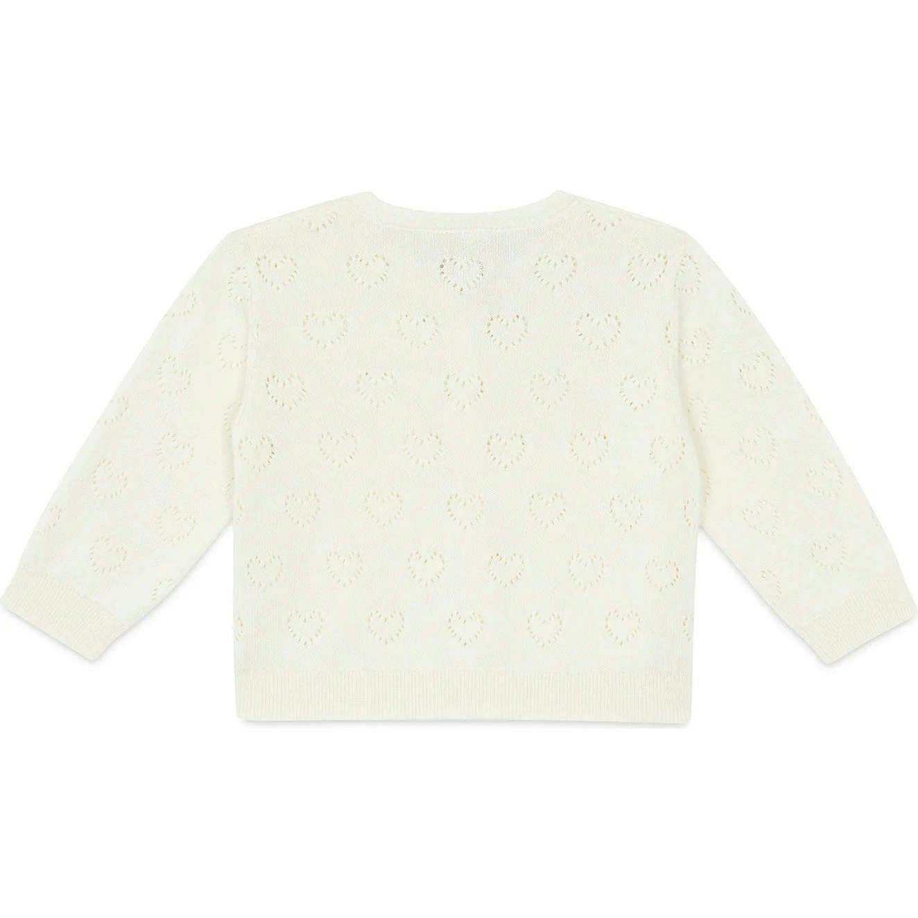 BONTON Openwork Hearts Lilet Baby Cardigan - Ecru