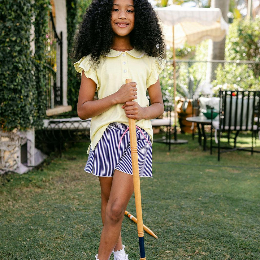 Violet Short  - Navy Pinstripe