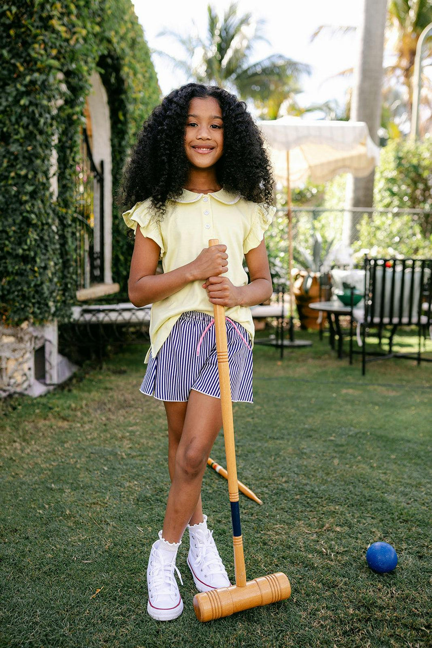 Violet Short  - Navy Pinstripe