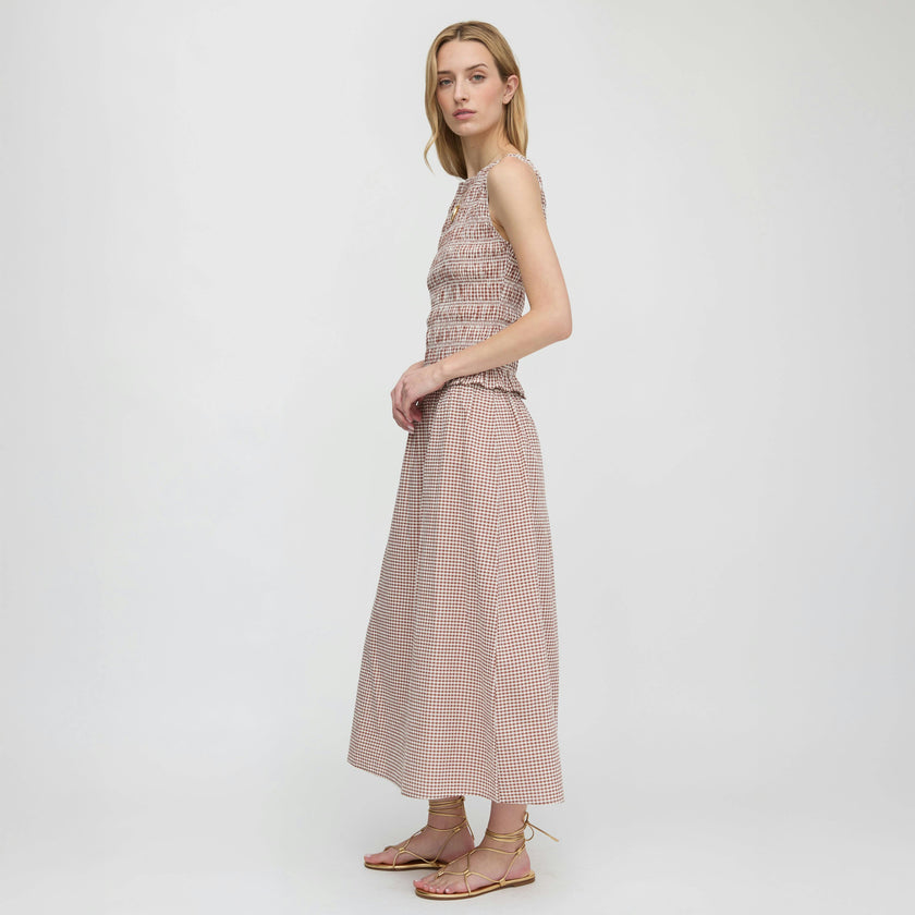 The Delphine Nap Skirt - Cognac Gingham