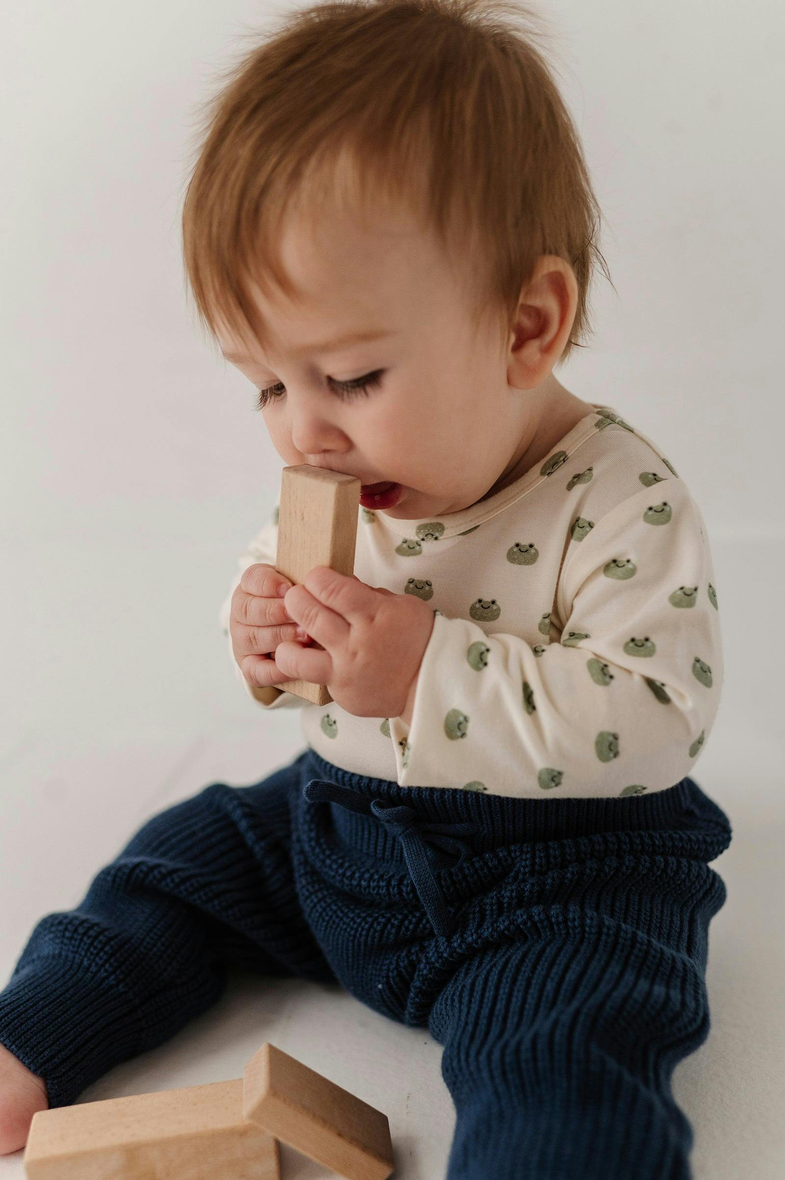 Baby Boy Knit Pants in Navy