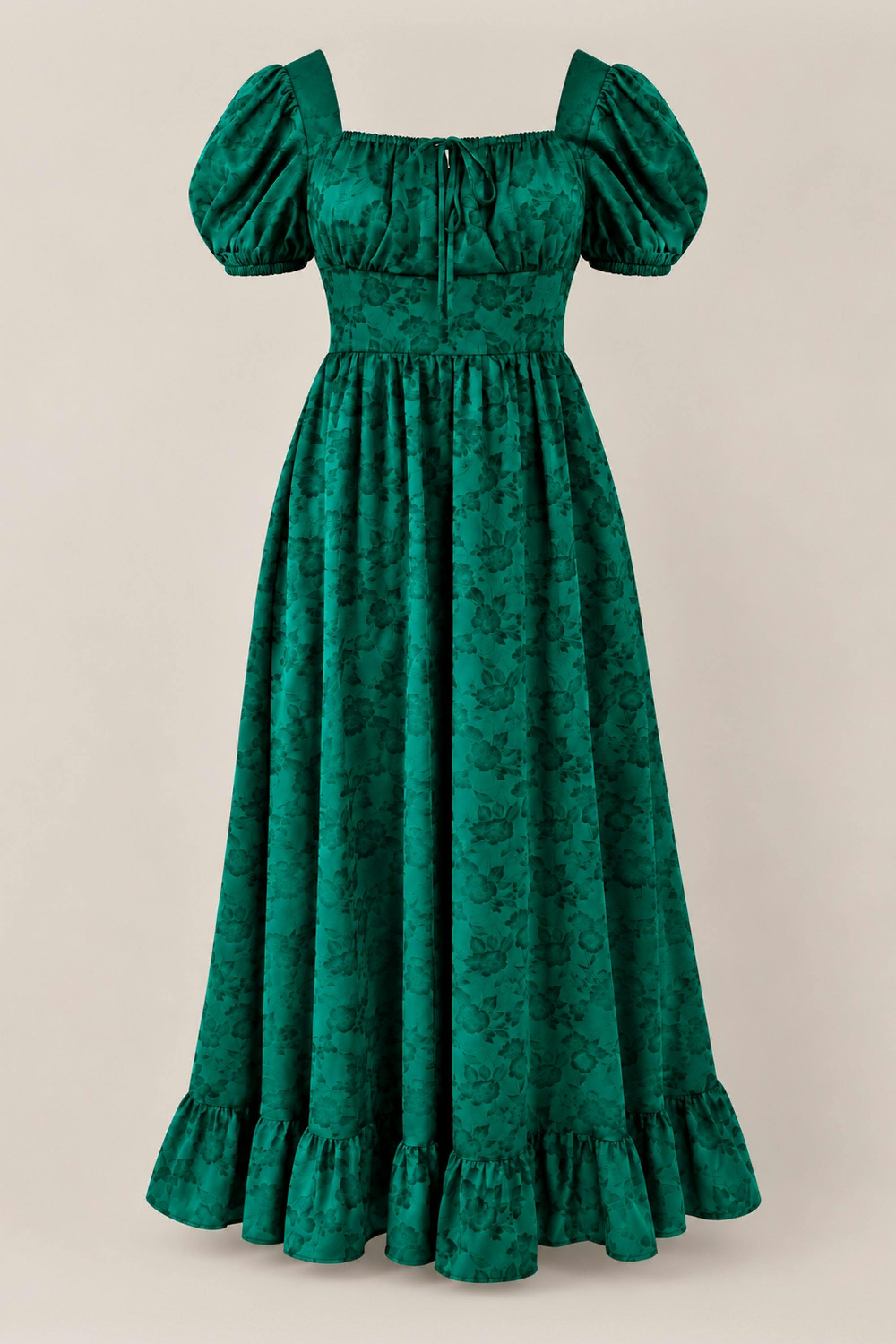 Amira Dress in Emerald Satin