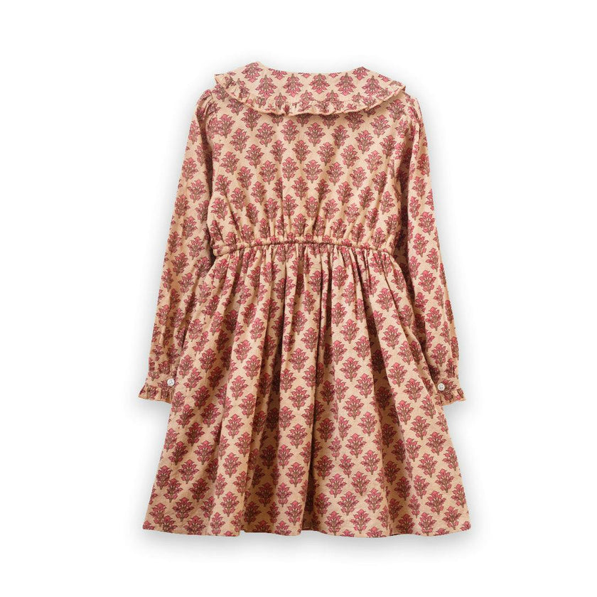 Long Sleeve Collar Dress with Velvet Tie