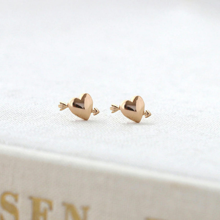 Heart with Arrow Stud Earrings
