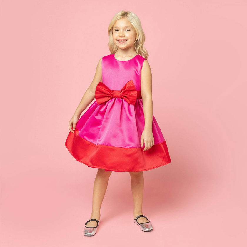 Florence Bow Satin Girls Party Dress