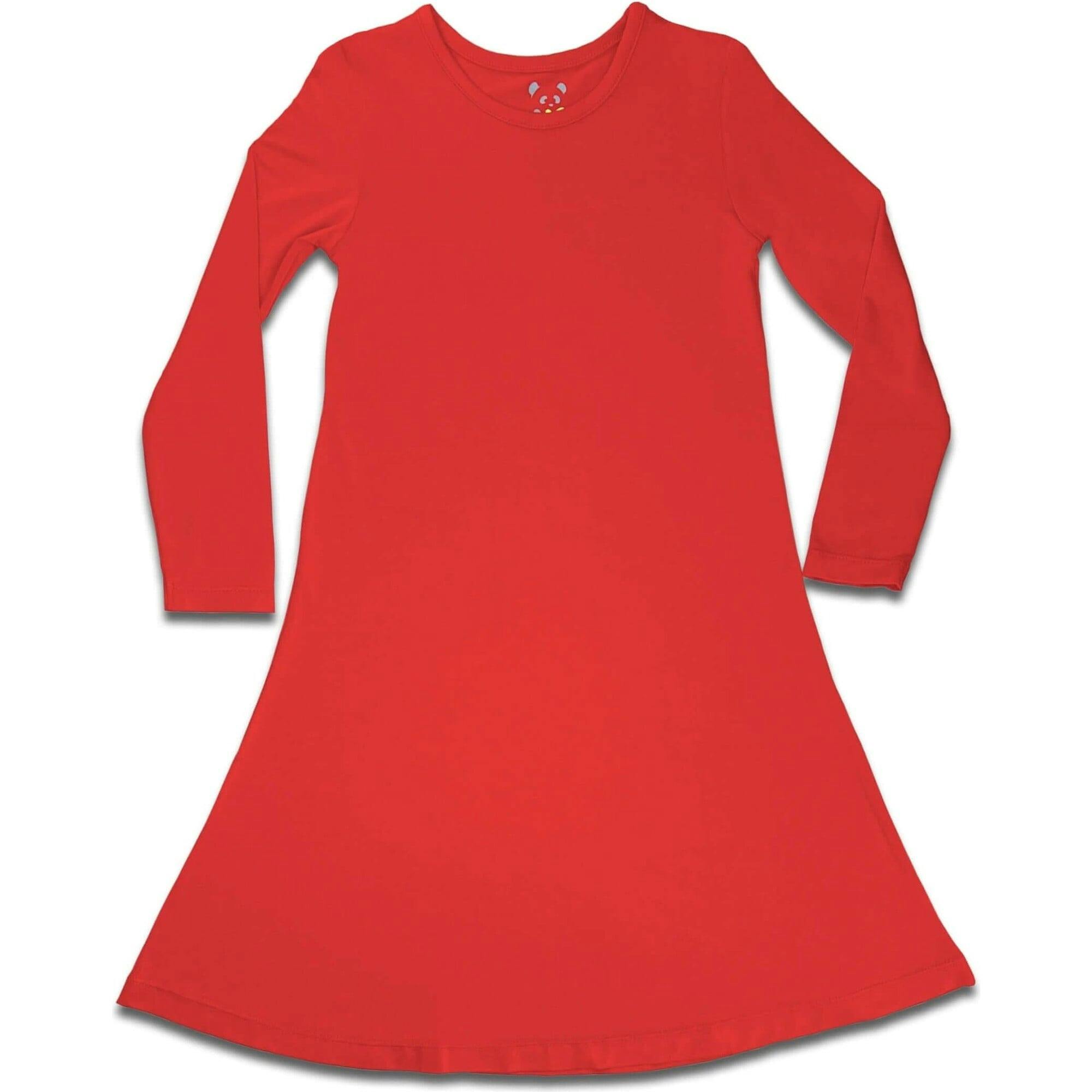 Winterberry Red Bamboo Girls' Long Sleeve Dress