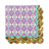 Packed Party Circus Soiree Luncheon Napkins 20ct - Gold Foil Pastel Diamond Pattern 3-Ply Scalloped Edge Napkins for Circus Birthday Parties
