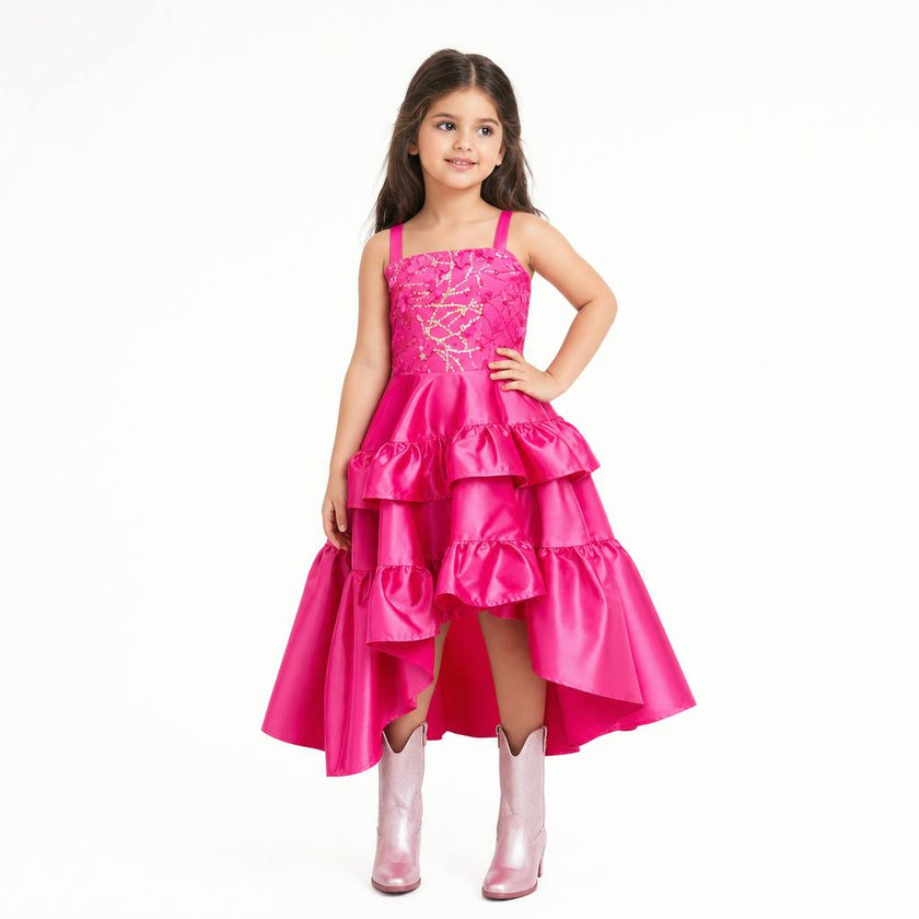 Wildflower Cowgirl Hot Pink Ruffle Birthday Dress for Girls