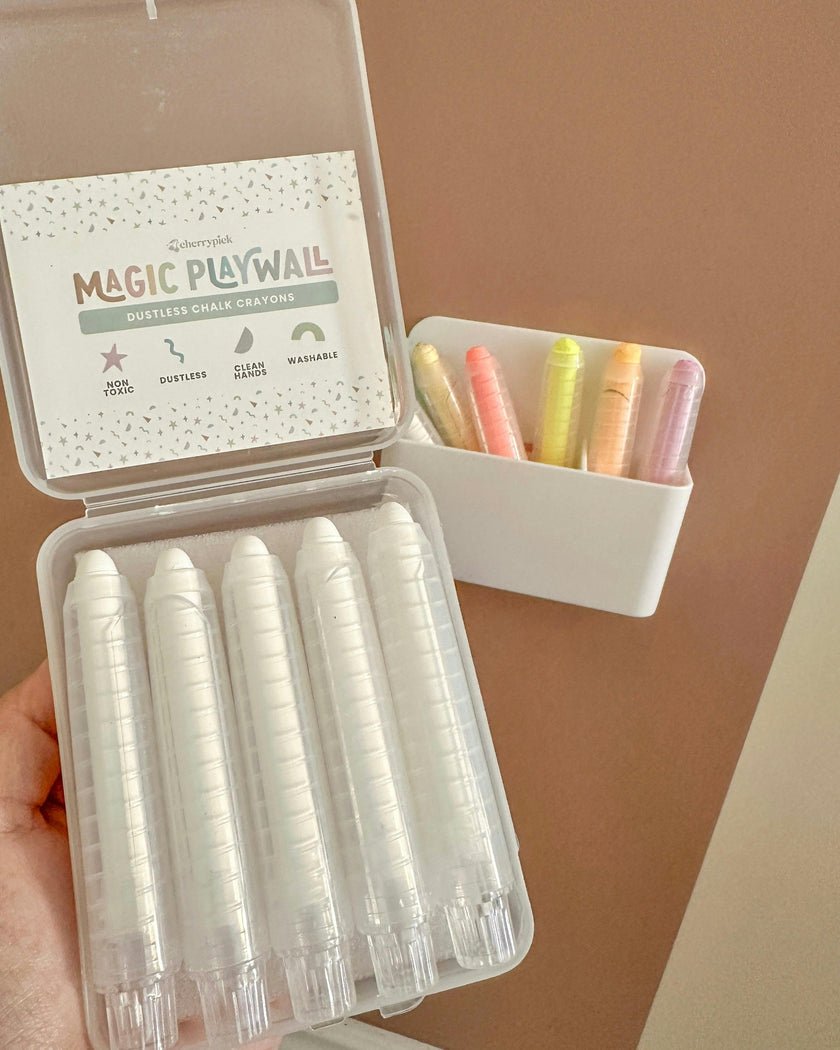 Dustless Chalk Crayons + Magnetic Holder Bundle for Magic Playwall