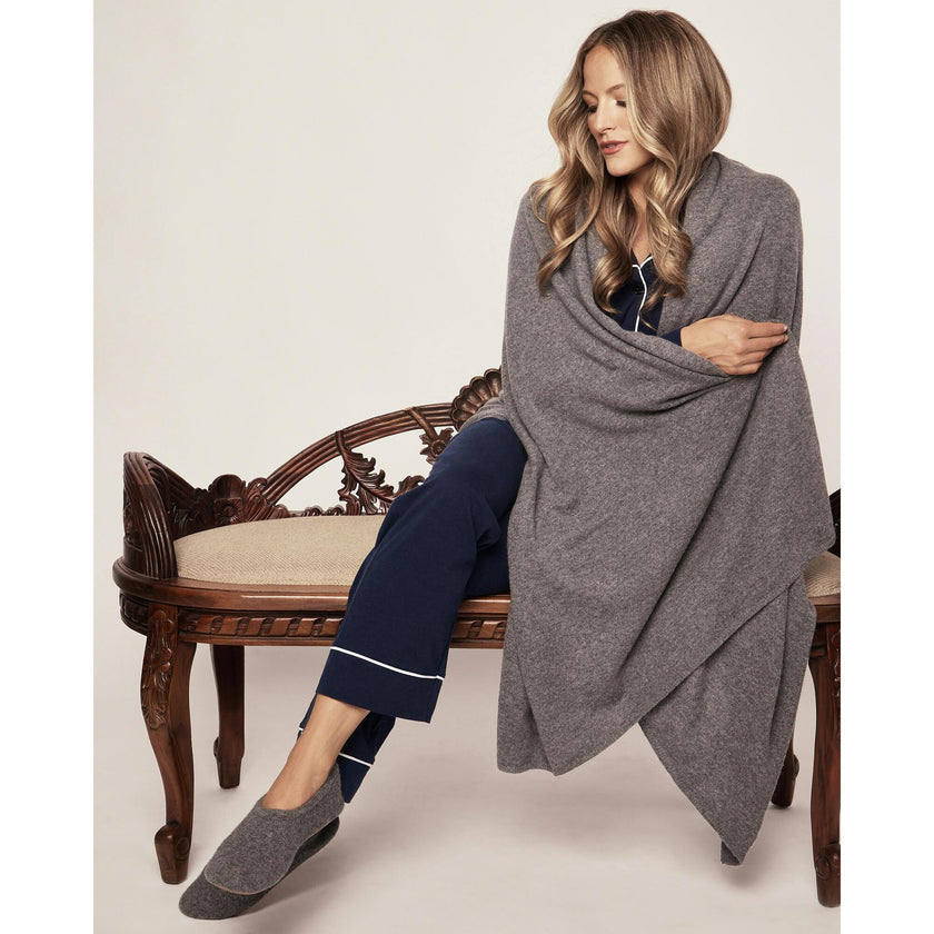 Women's Cashmere Slippers in Dark Grey