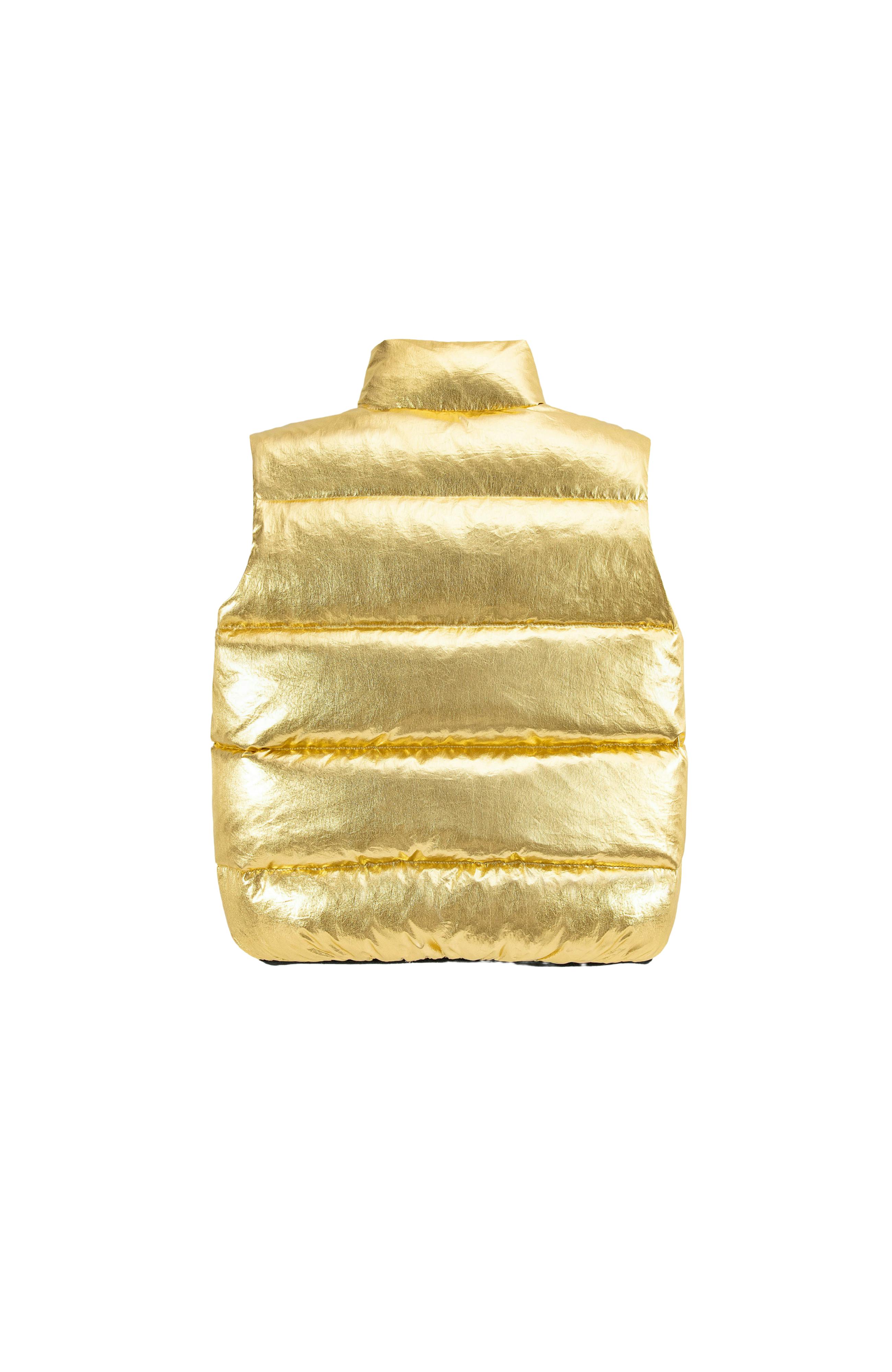 Fiona Metallic Puffer Vest, Gold