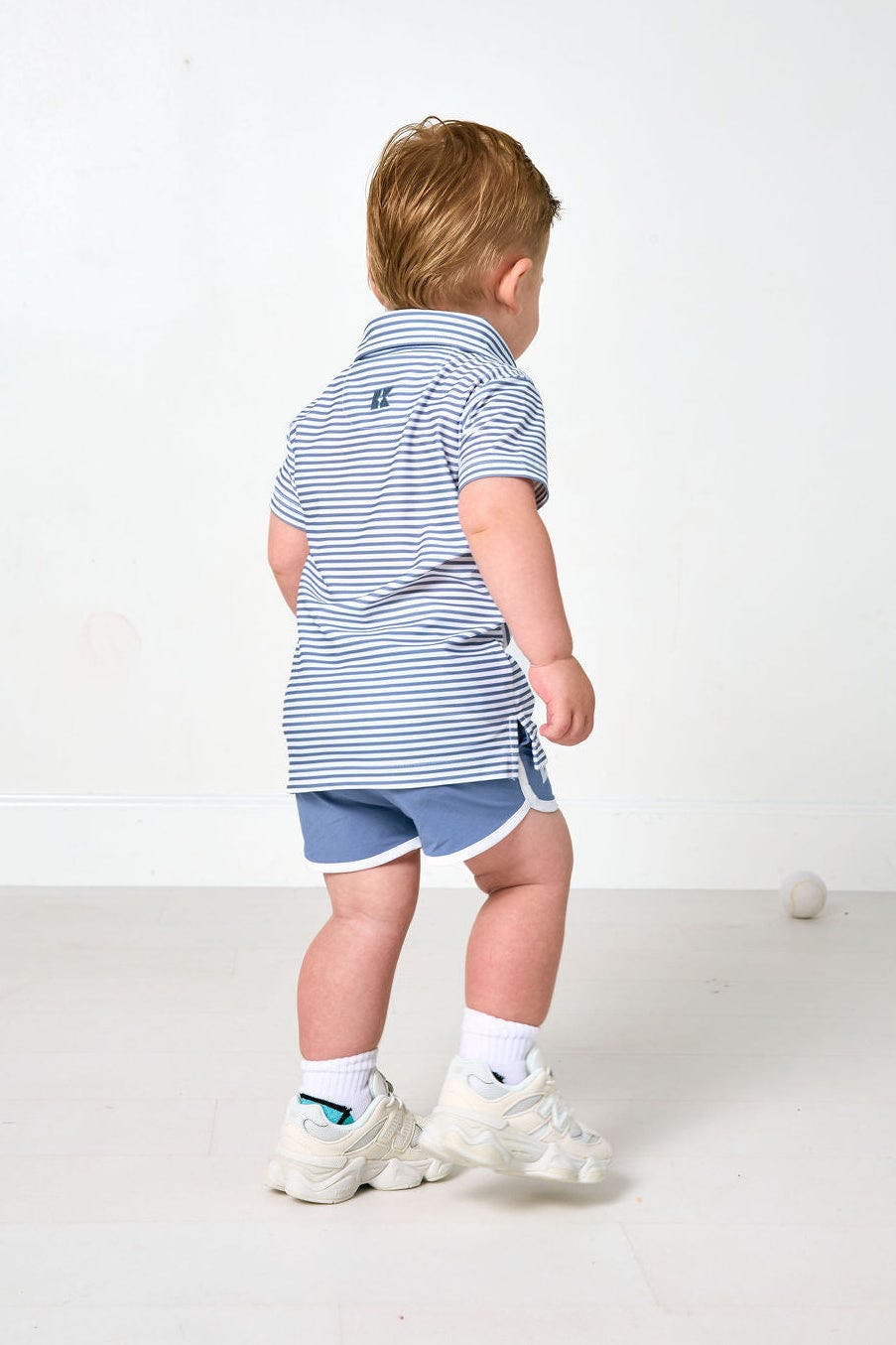 slate/white thin stripe polo shirt