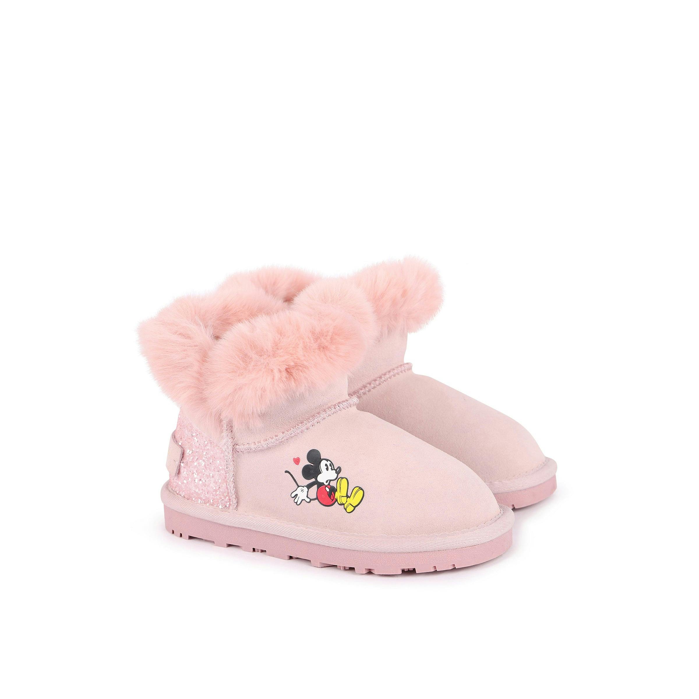 Pink Mickey Faux Fur Boots
