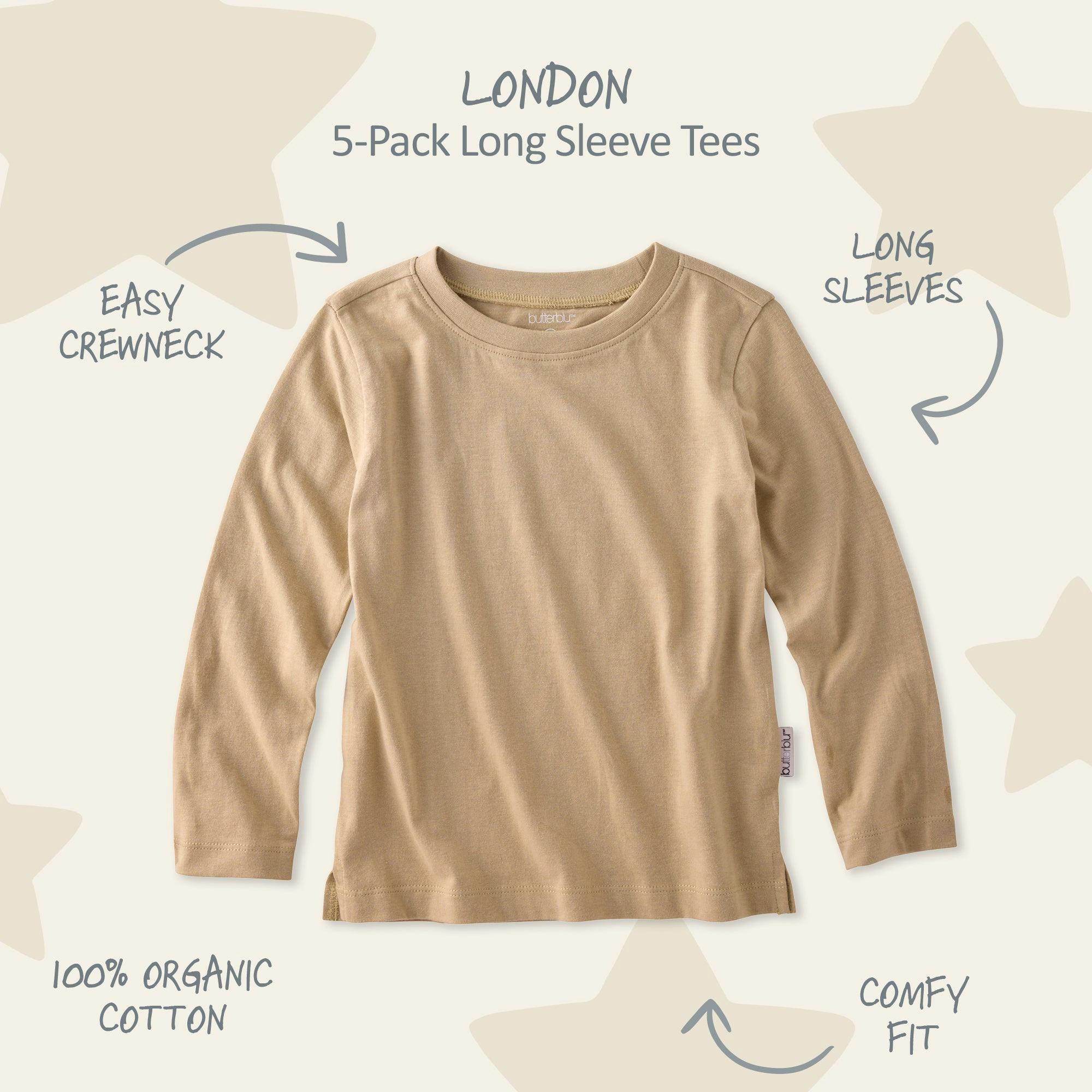LONDON 5-Pack Toddler Long Sleeve T-Shirts