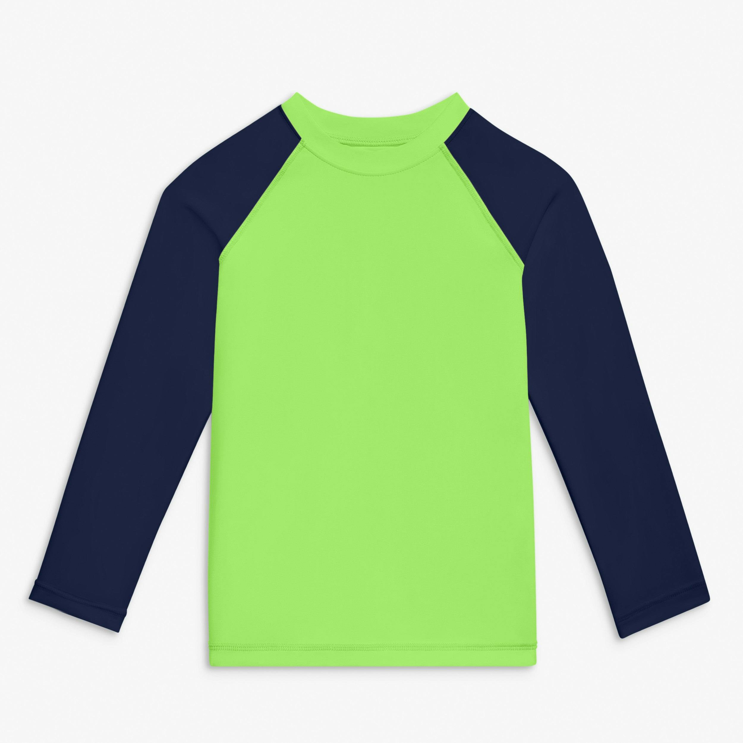 Kids Long Sleeve Baseball Rash Guard, Blue