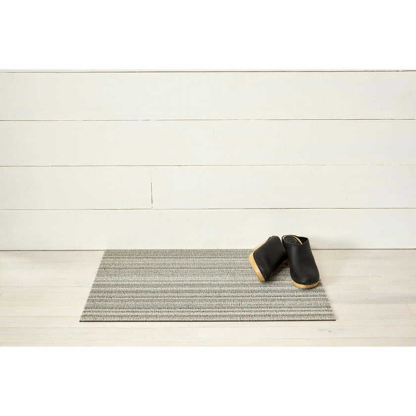 Skinny Stripe Shag Floor Mat, Birch