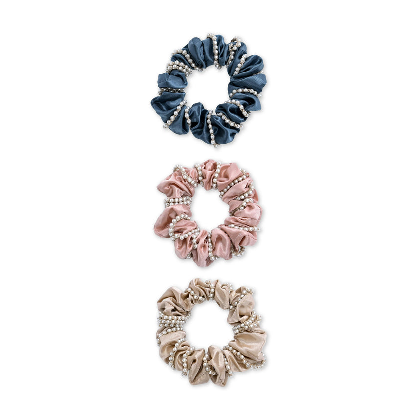 Pearl Accent Scrunchie Set