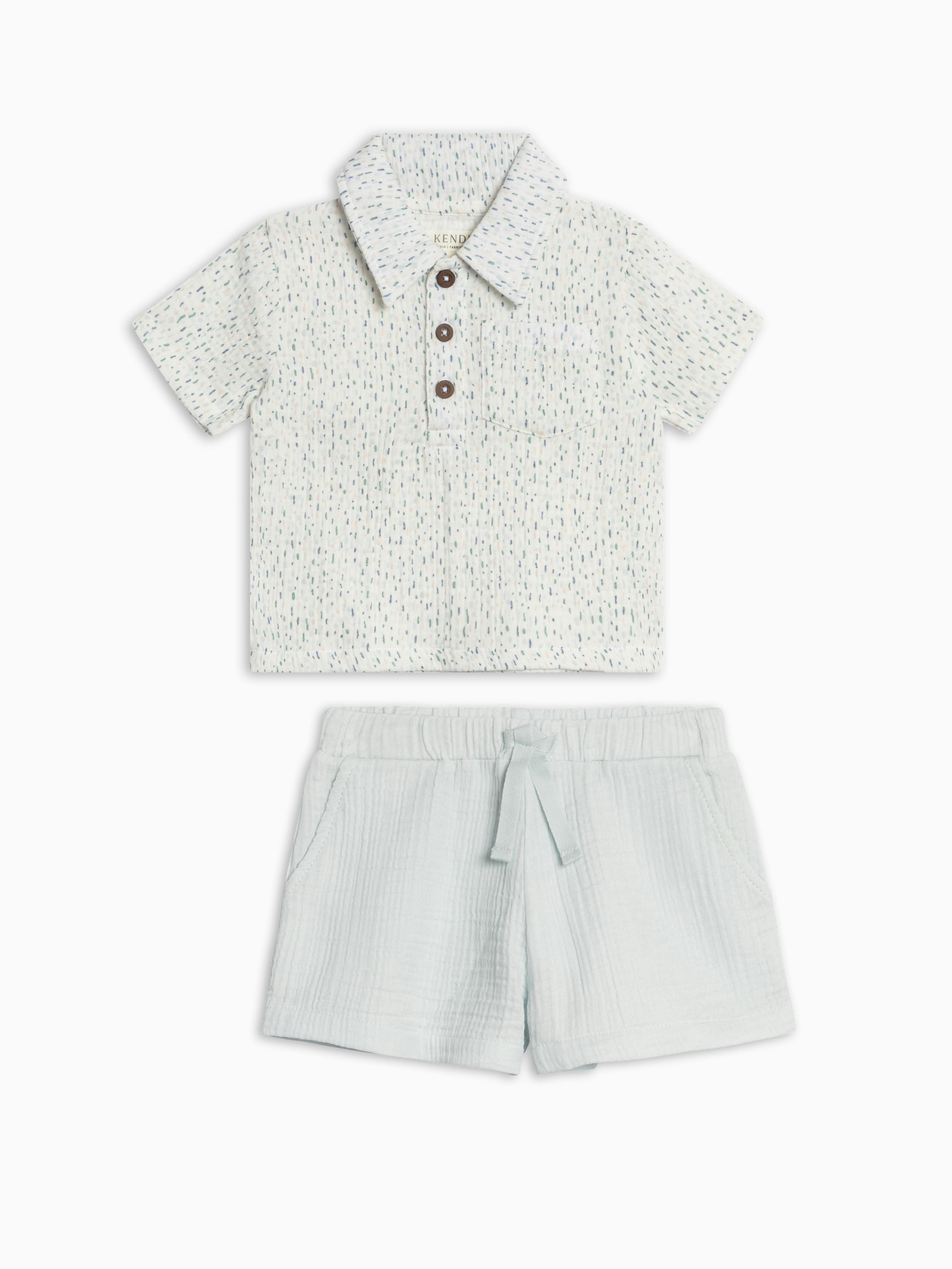 Organic Boys Muslin Shirt and Short Set