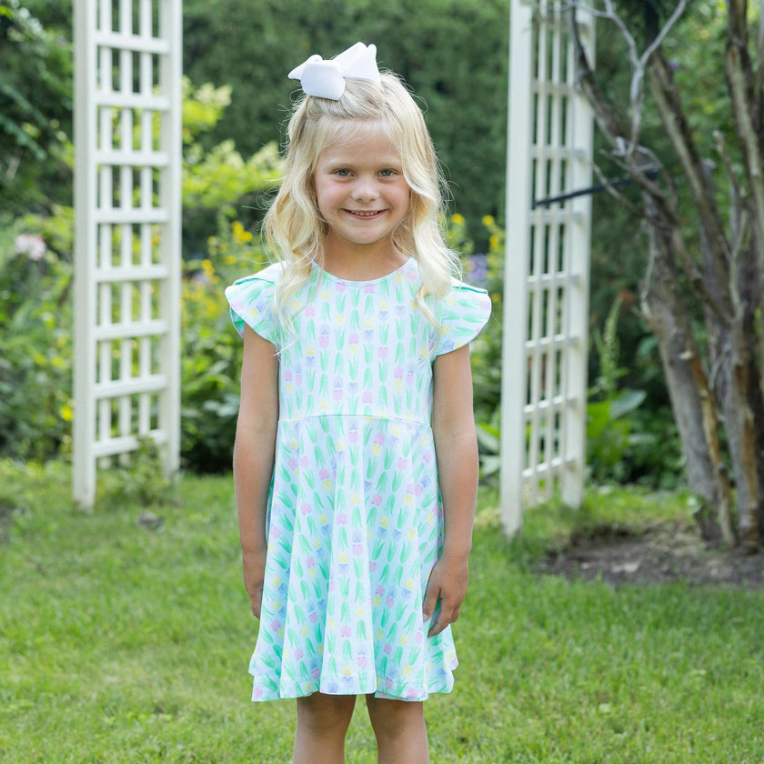 Printed Knit Tulip Twirl Dress