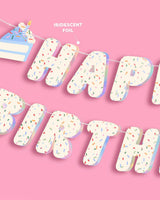 Bday Cake Banner - iridescent foil banner