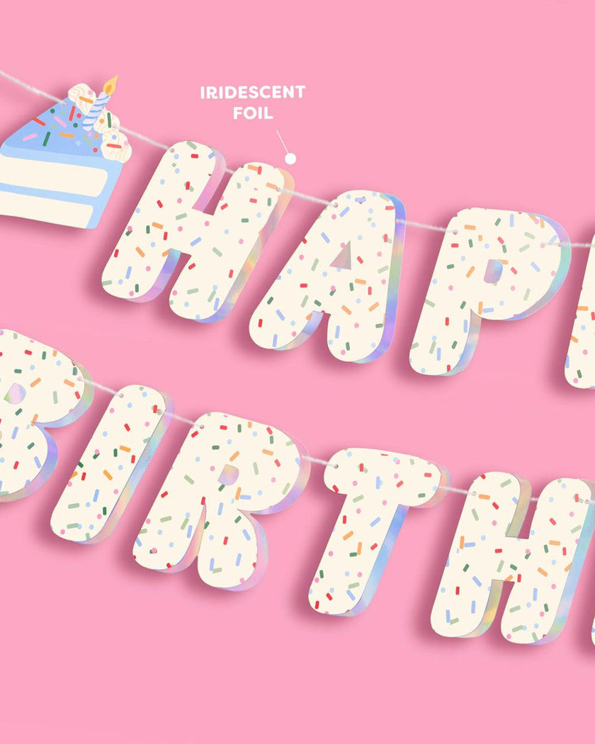 Bday Cake Banner - iridescent foil banner