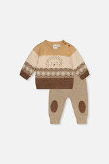 Knitted Sweater And Pants Set Brown Cinnamon