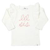 Millie Long Sleeve Tee in 'lil sis' Pink Eyelash Writing