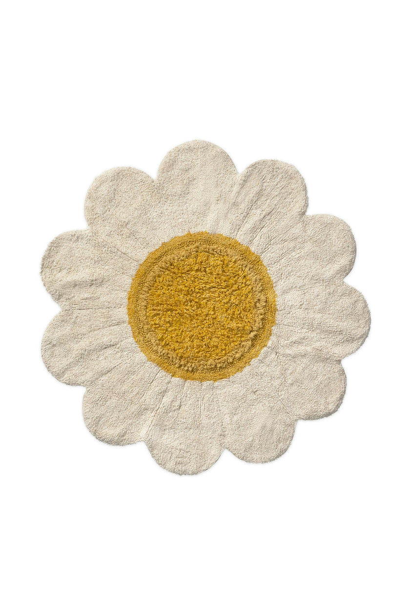 Washable Rug White Daisy