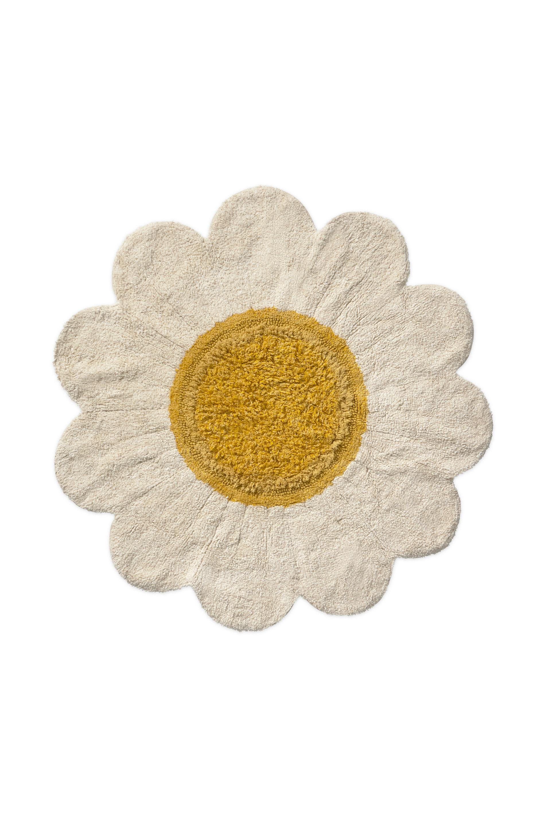 Washable Rug White Daisy