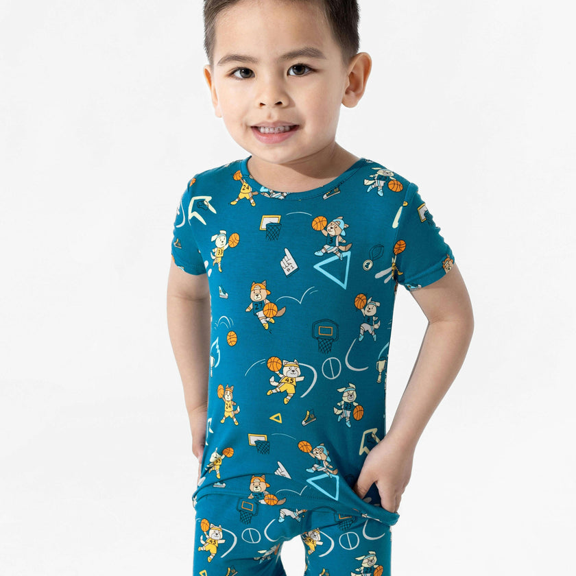 Basketball Pups Bamboo Kids Pajama Short Set