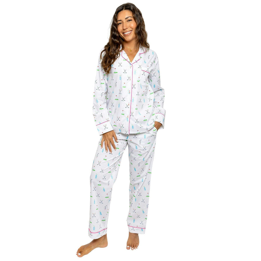 Women's Golf Long PJ Set - Organic Cotton Poplin