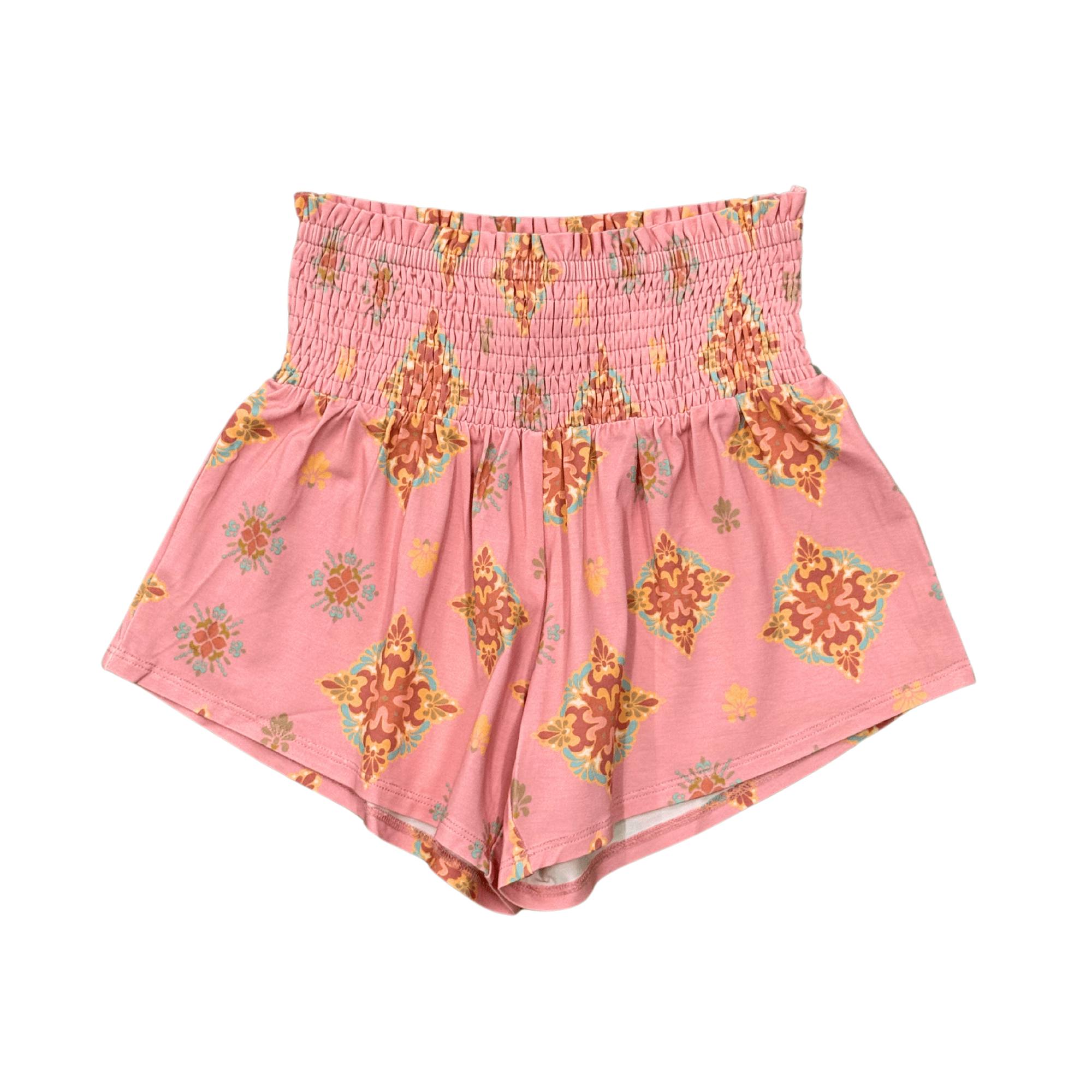Girls Flowy Short in Medallion Boho Carnation Pink