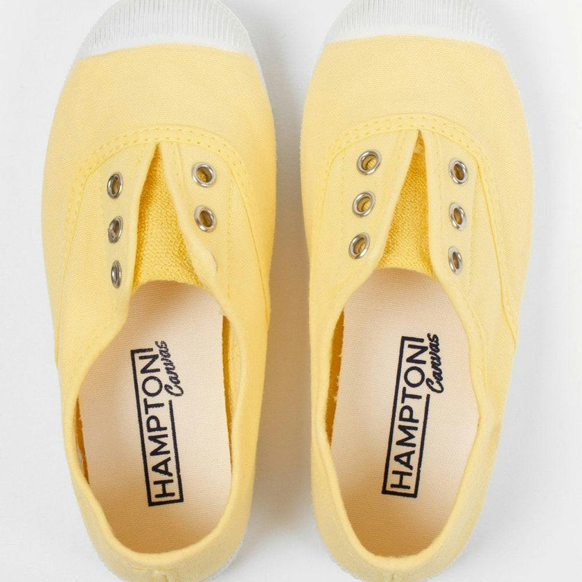 Hampton Canvas Plum Plimsolls in Lemon