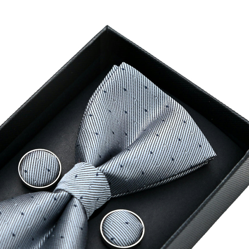 Light Silver Textured Bowtie Set